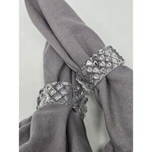 VINTAGE FOSTORIA LEAD CRYSTAL NAPKIN RINGS CLEAR SET OF 12 WITH ORIGINAL BOX